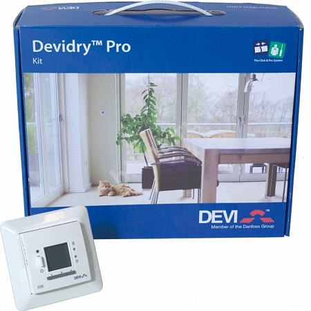  Комплект: DEVIreg™ Touch DEVIdry™ Pro Kit,+ кабель 3 м, 10 А + ключ разъемов + алюминиевая липкая лента