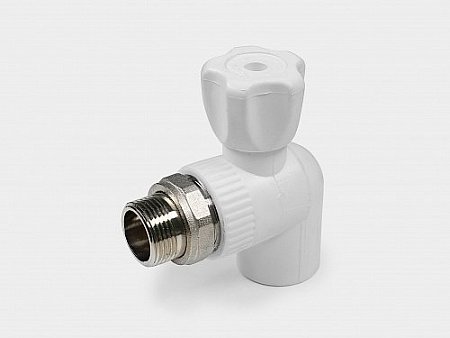 Кран PP-R шаровой Дн25 х3/4&quot; НР для радиатора угловой (60/10) ПК Контур